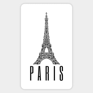 Paris France Eiffel Tower Art Design Black Magnet